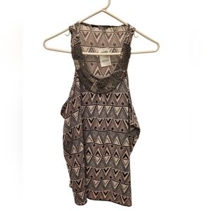 Embellished Charlotte Russe Black and Gray Asymmetrical Top